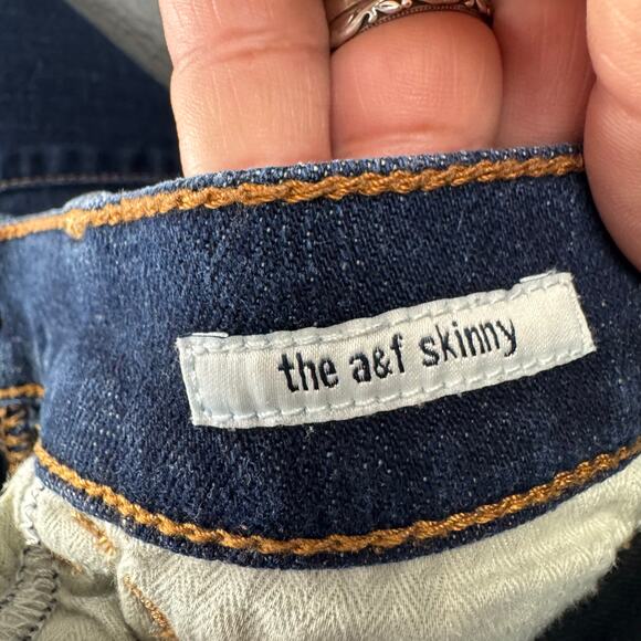 Abercrombie & Fitch A&F Skinny Jeans Distressed Dark Wash Stretch Girls 12 x 23 - Picture 6 of 12